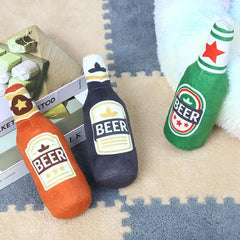 Beer Bottle Shaped Plush Dog Chew Toy