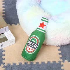 Beer Bottle Shaped Plush Dog Chew Toy