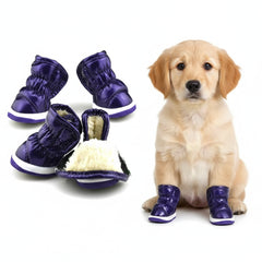 4-Piece/Set Pet Dog Winter Rain Shoes Waterproof