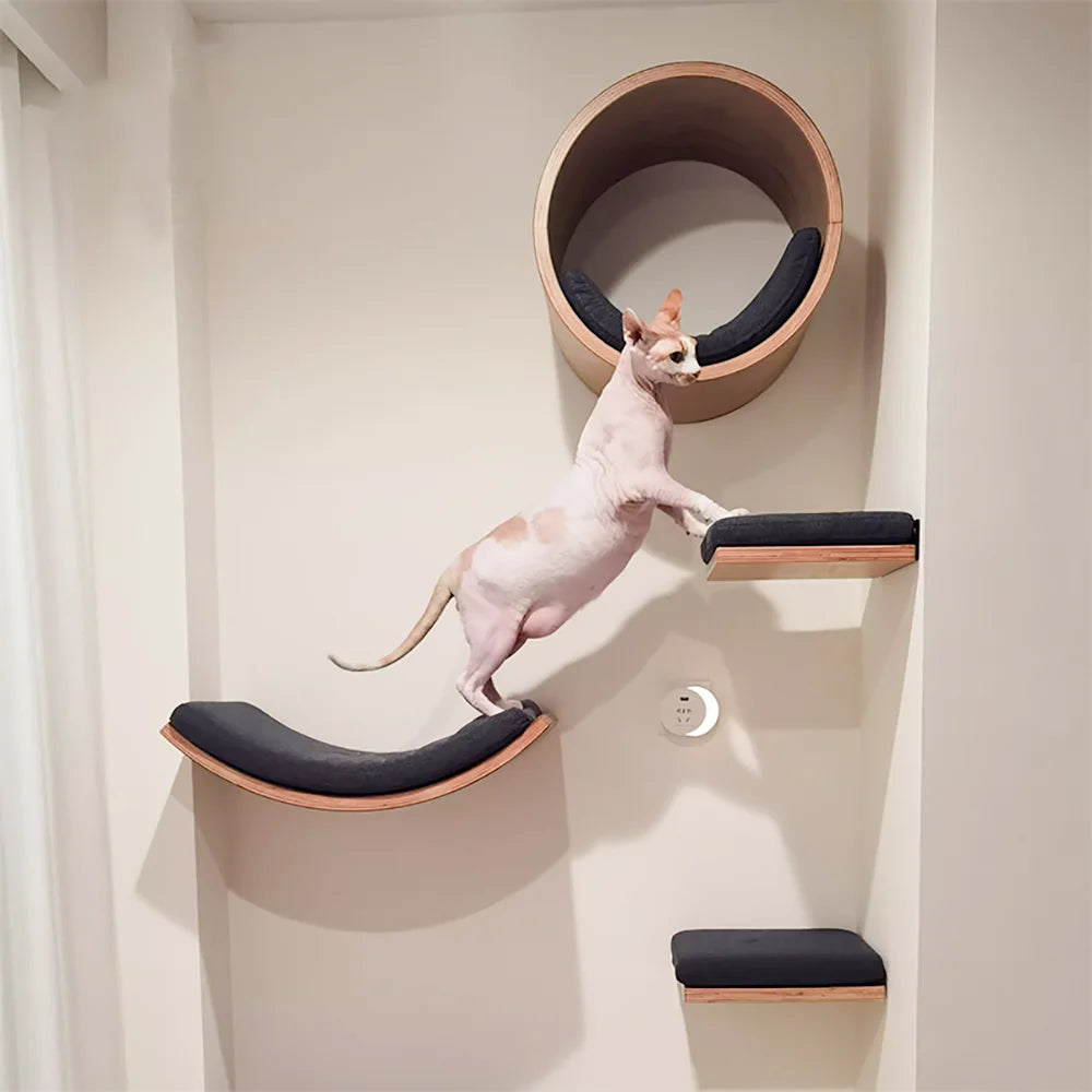 Mountable Cat Tree Wall Mounted Cat Tree Wooden Shelves Scratching – HiTAIL STORE