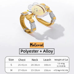 Cat Harness Leash Collar Set Adjustable Cartoon