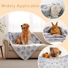Cozy Plush Dog Paw Print Blanket Soft