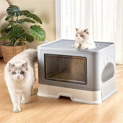 Foldable Cat Litter Box Front Entry Top