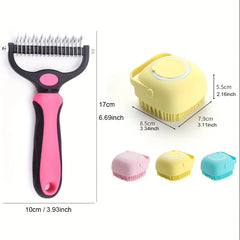Dual-Sided Pet Grooming Brush:,Stainless Steel Deshedding Detangling
